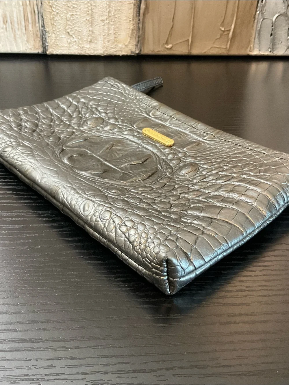 Brahmin Burke PEWTER COLOR MELBOURNE Leather Cosmetic Bag RARE HTF